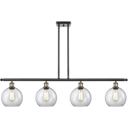 Ballston Athens 4 Light 48 inch Black Antique Brass Island Light Ceiling Light in Clear Glass, Ballston