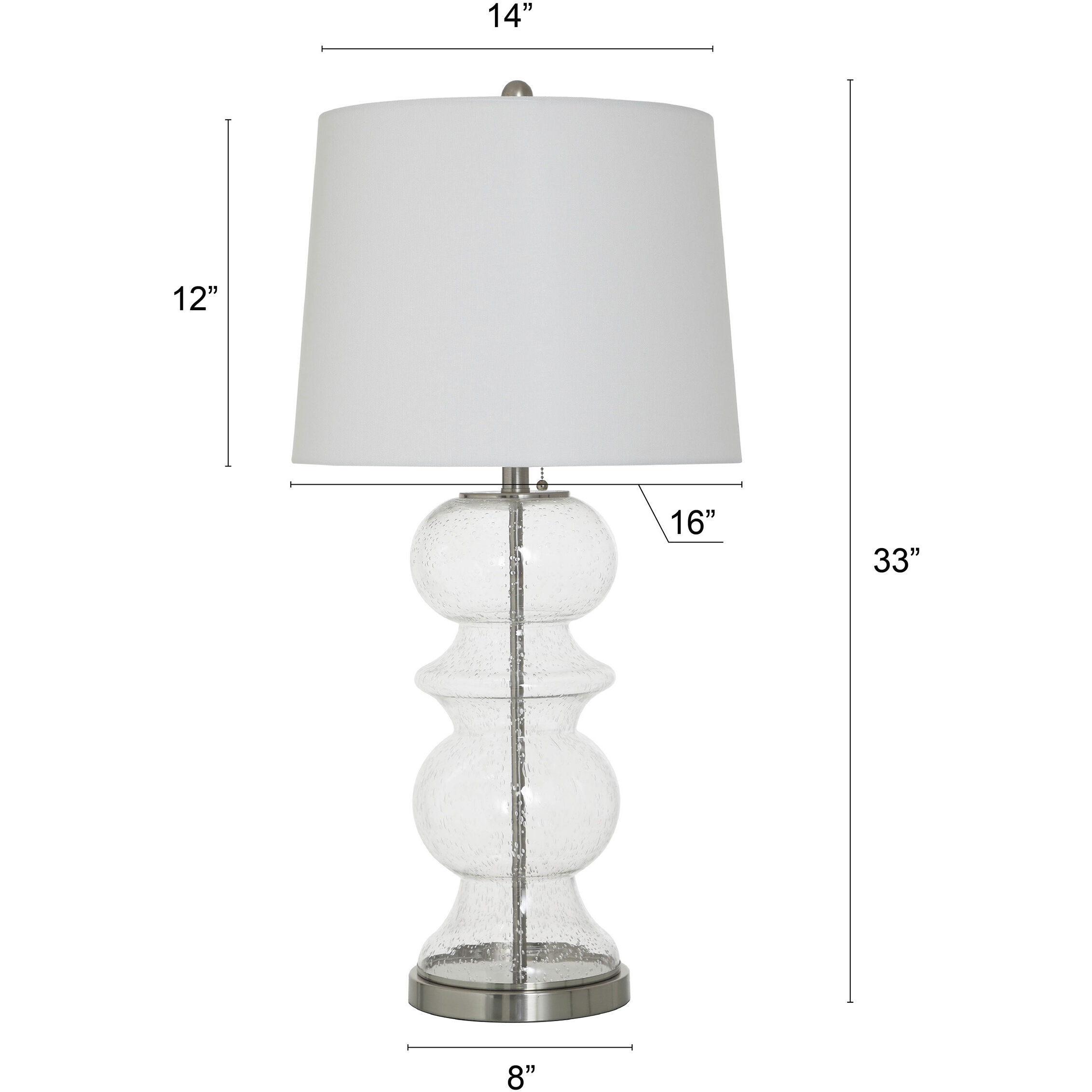 Hannah 32 inch 100.00 watt Clear Seeded and Silver Table Lamp Portable Light