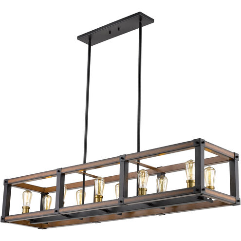 Kirkland 10 Light 56 inch Rustic Mahogany Linear Chandelier Ceiling Light
