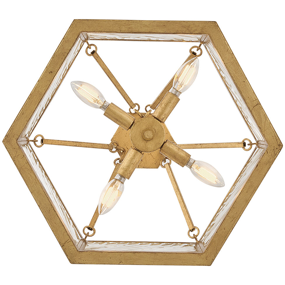 Lisa McDennon Sura 4 Light 19 inch Distressed Brass Semi-flush Mount Ceiling Light