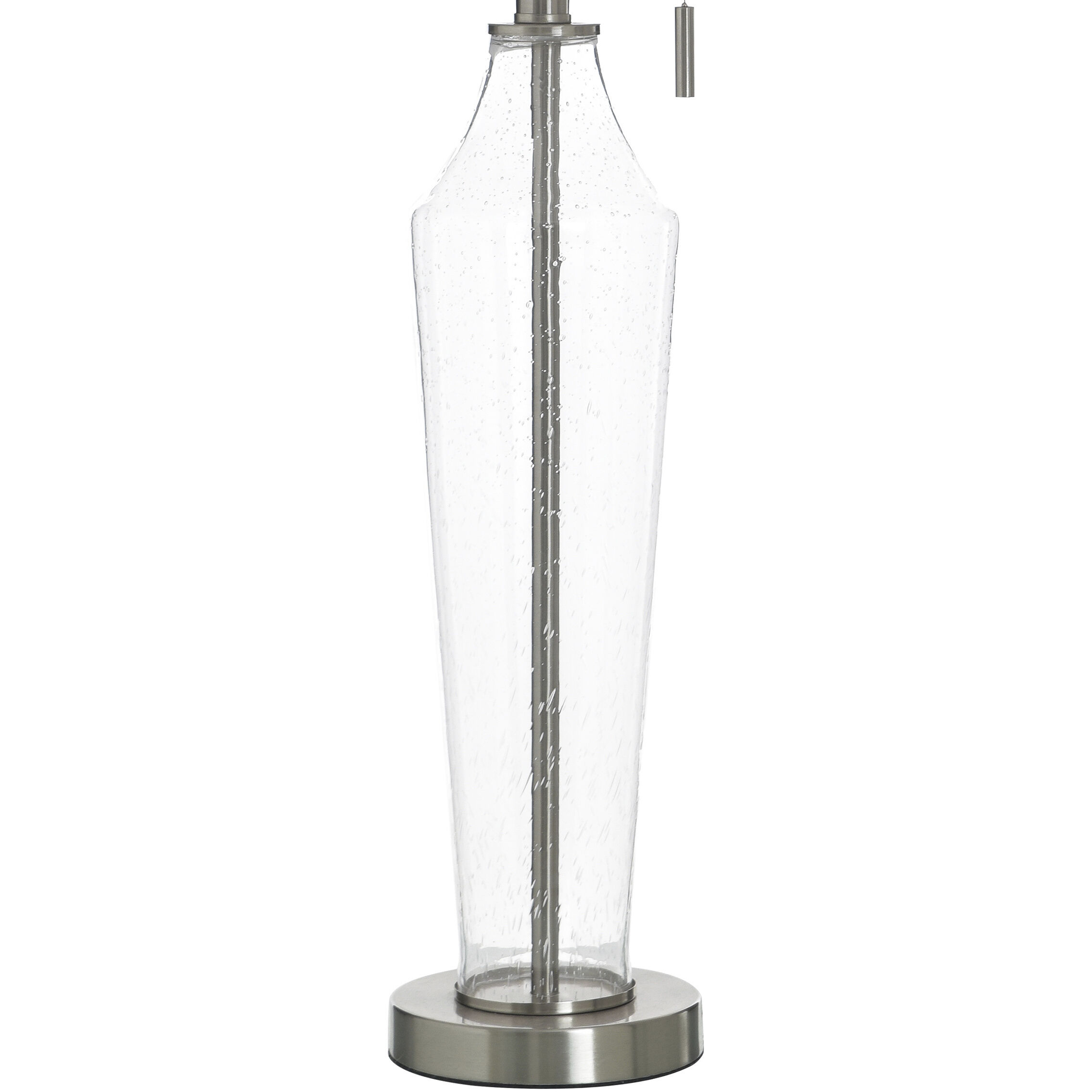Cameron 31.5 inch 100 watt Clear Seeded and Brushed Steel and White Table Lamp Portable Light
