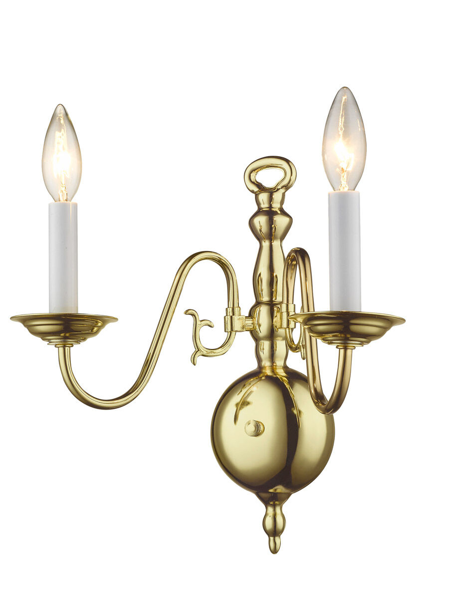 Williamsburgh 2 Light 13 inch Polished Brass Wall Sconce Wall Light