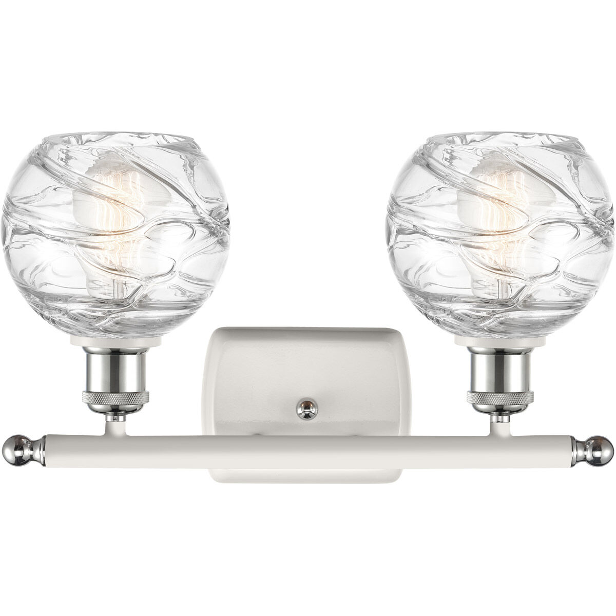 Ballston Small Deco Swirl 2 Light 16 inch White and Polished Chrome Bath Vanity Light Wall Light, Ballston