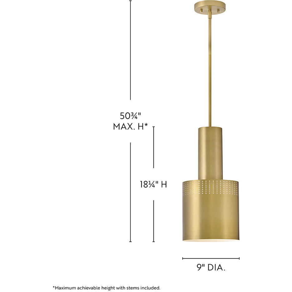 Casey 1 Light 9 inch Lacquered Brass Pendant Ceiling Light