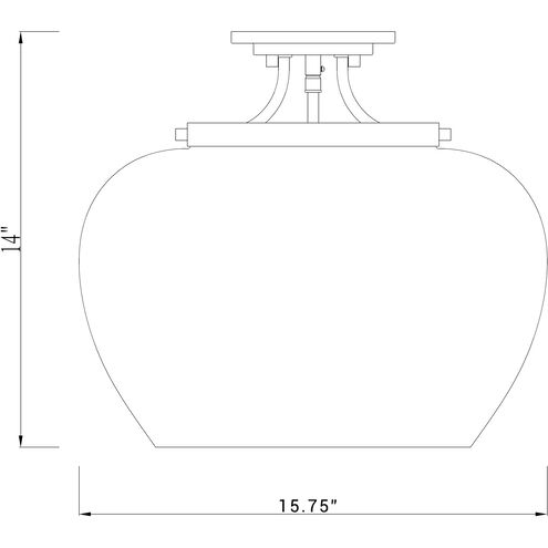 Joliet 3 Light 15.75 inch Olde Brass Semi Flush Mount Ceiling Light