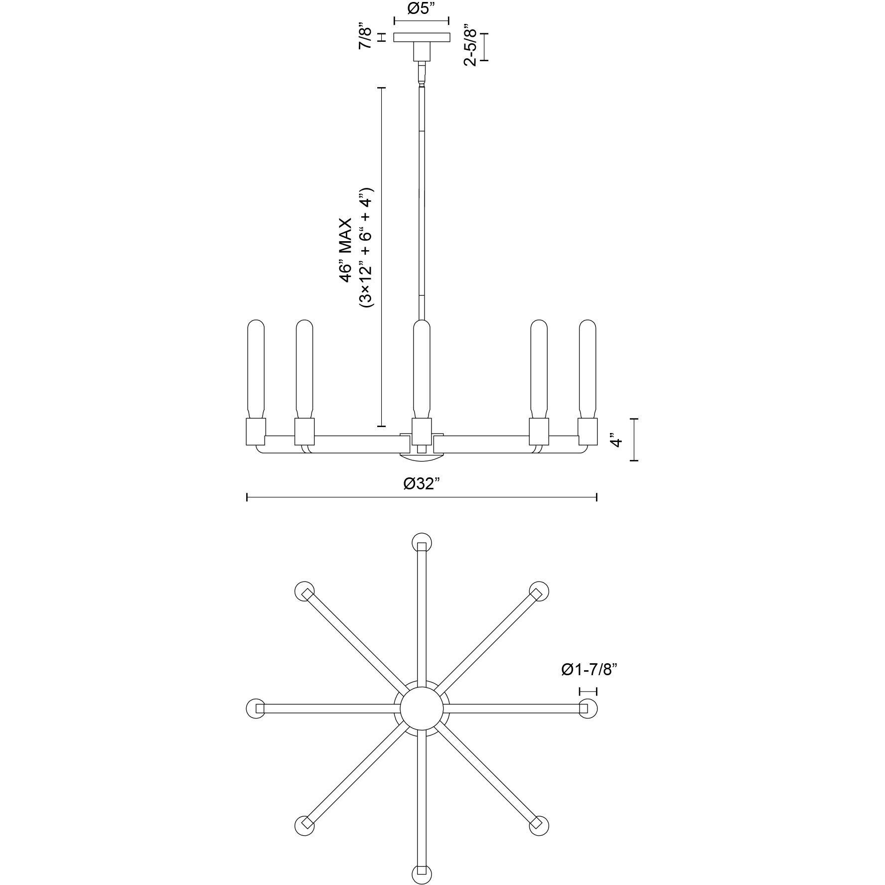 Alora Mood Claire 8 Light 32 inch Matte Black Chandelier Ceiling Light