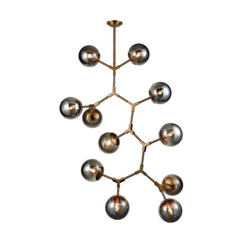 Blair 11 Light 35 inch Aged Brass with Gray Chandelier Ceiling Light
