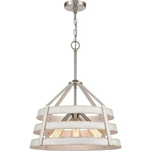 Brigantine 3 Light 18 inch Satin Nickel with Antique White Chandelier Ceiling Light
