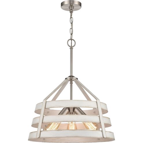 Brigantine 3 Light 18 inch Satin Nickel with Antique White Chandelier Ceiling Light