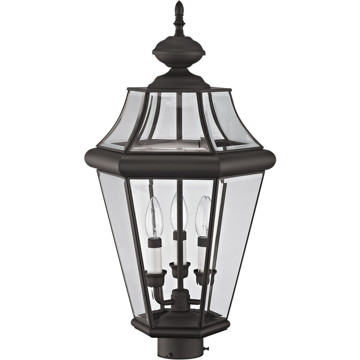 Georgetown 3 Light 23 inch Bronze Outdoor Post Top Lantern