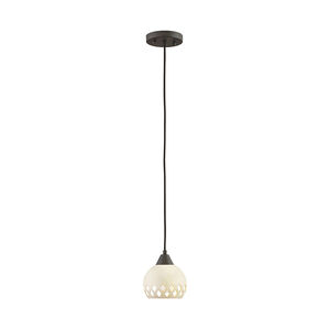 Edie 1 Light 6 inch Oil Rubbed Bronze/Weathered White Pendant Ceiling Light