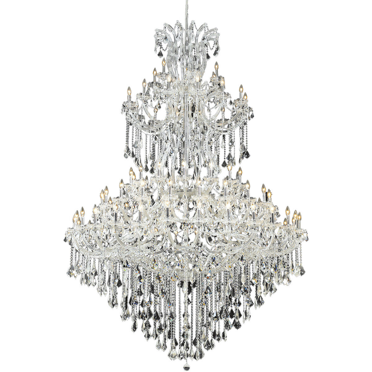Maria Theresa 85 Light 72 inch Chrome Foyer Ceiling Light in Clear, Royal Cut