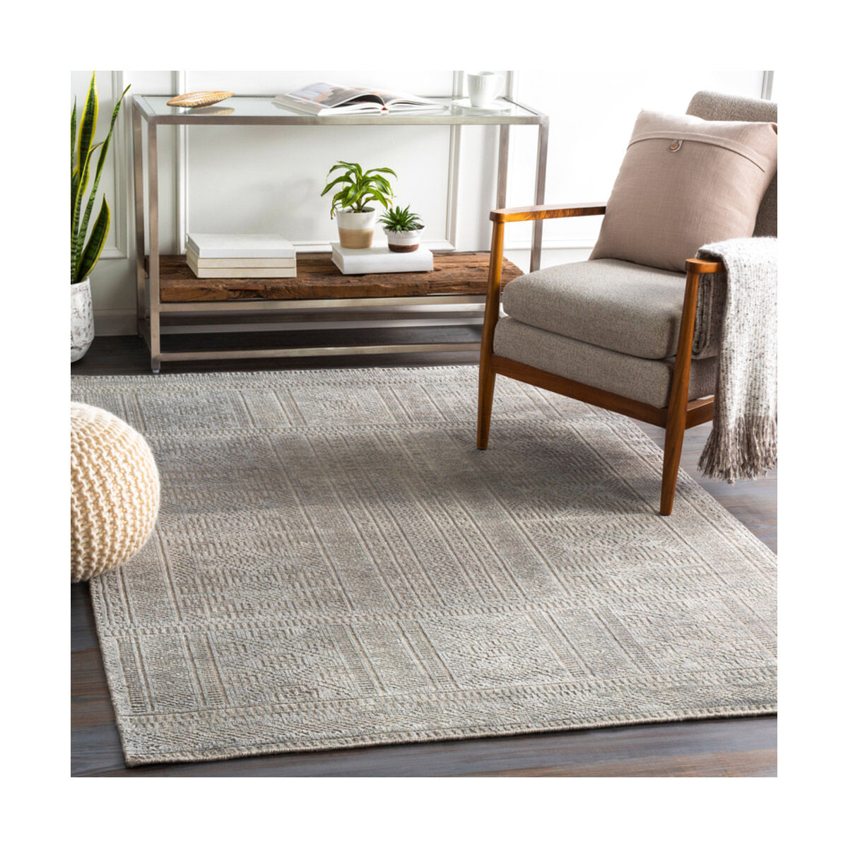 Sylvia 36 X 24 inch Gray Rug, Rectangle