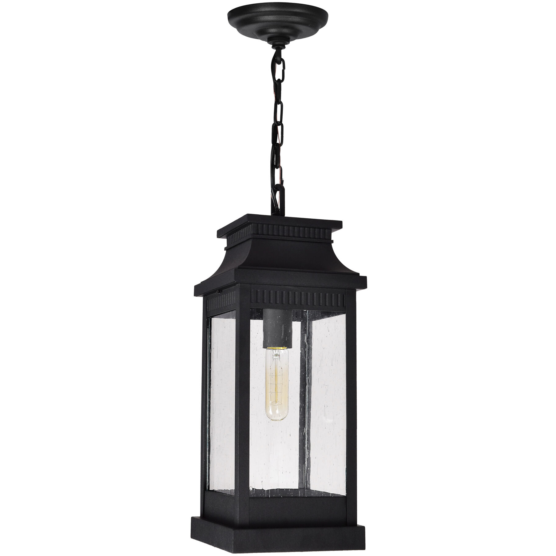 Milford 1 Light 7.25 inch Black Outdoor Hanging Light