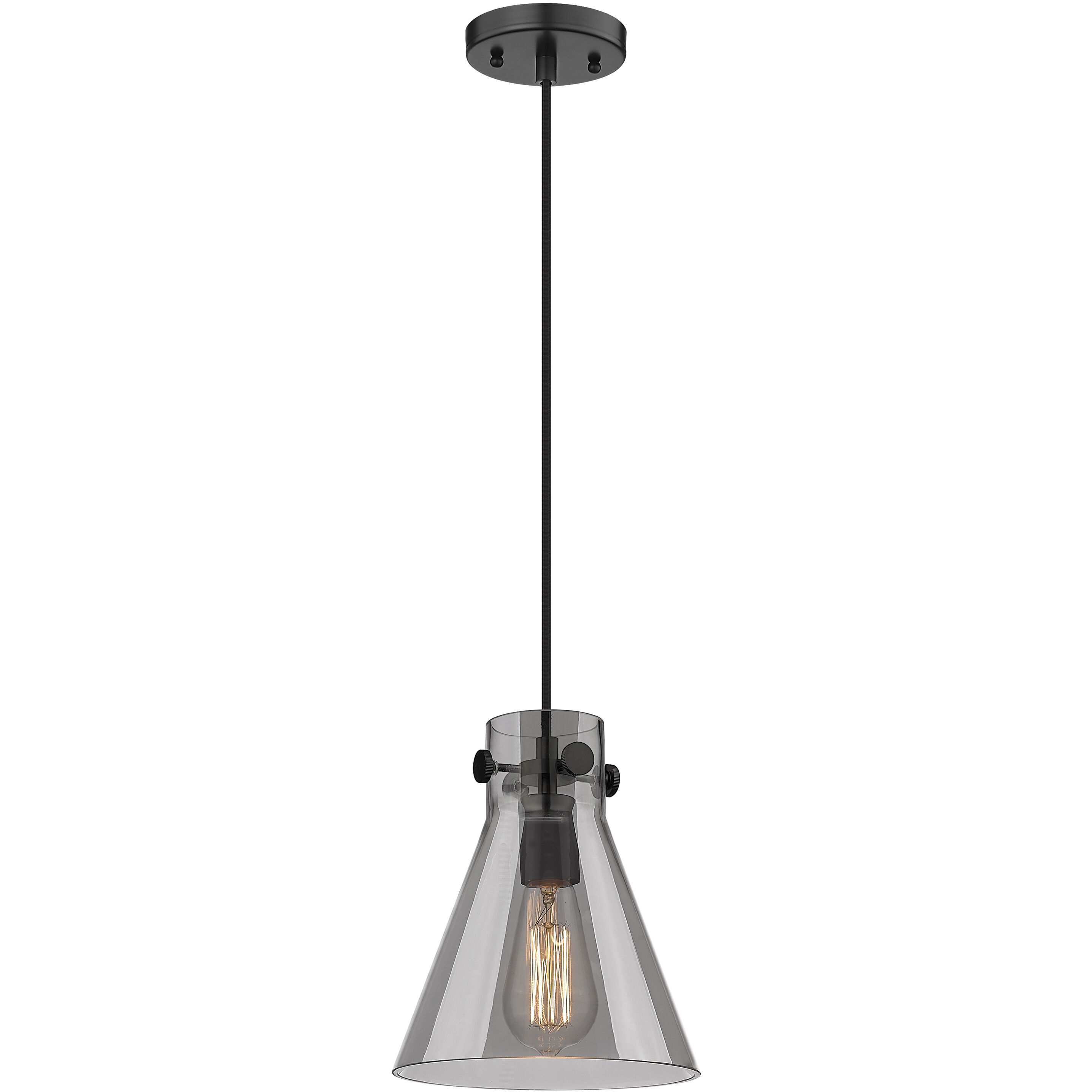 Downtown Urban Newton Cone 1 Light 8 inch Matte Black Pendant Ceiling Light in Plated Smoke