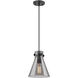 Downtown Urban Newton Cone 1 Light 8 inch Matte Black Pendant Ceiling Light in Plated Smoke