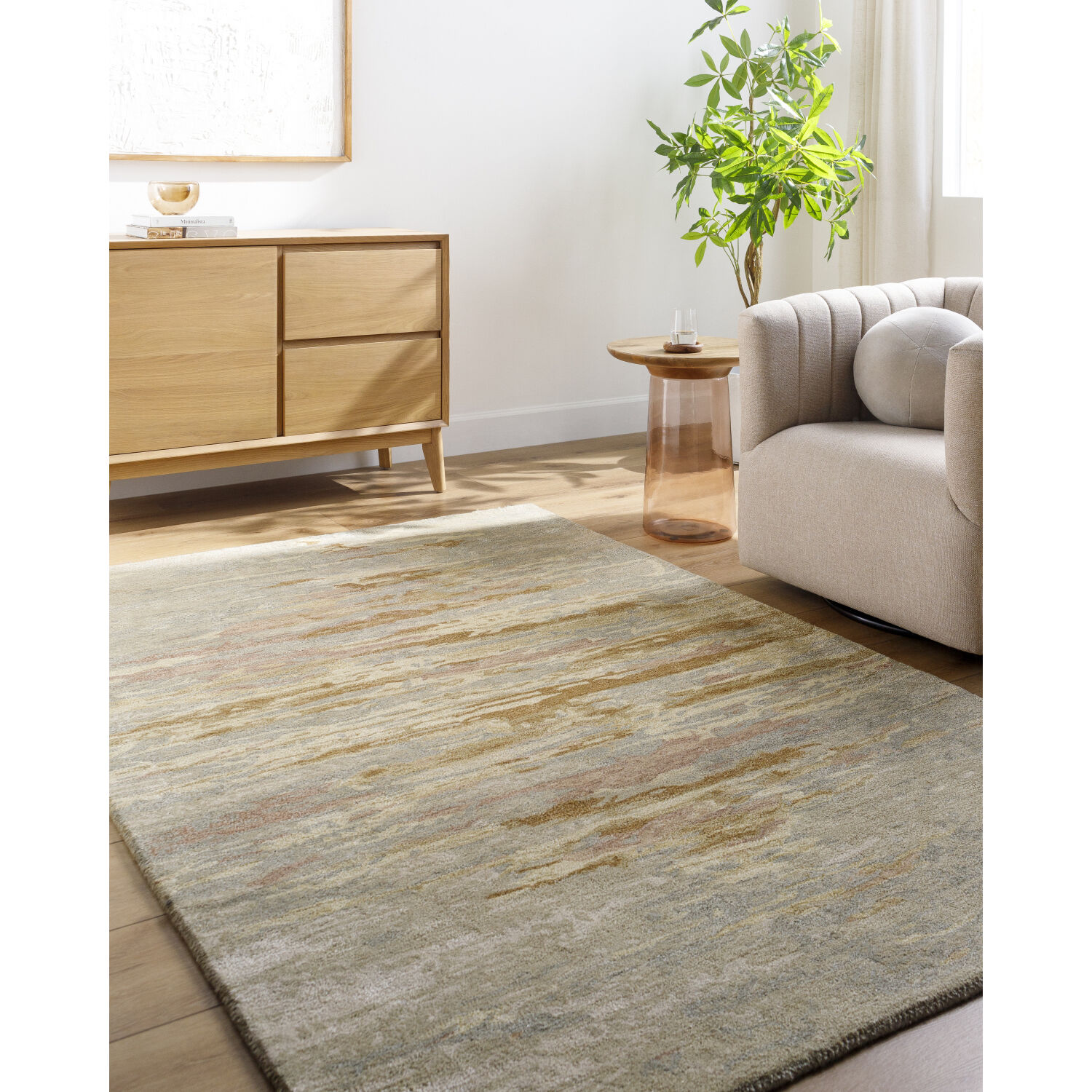 Kavita 96 X 30 inch Khaki / Prairie Dust / Ash / Sand Handmade Rug in 2.5 x 8