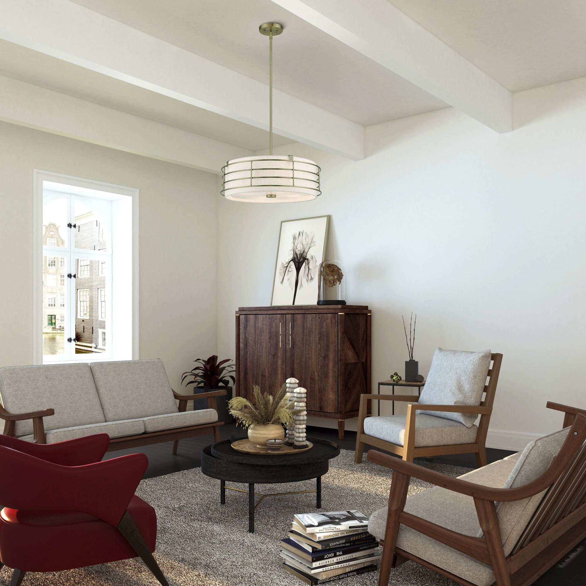 Blanchard 4 Light 20 inch Antique Brass Pendant Chandelier Ceiling Light