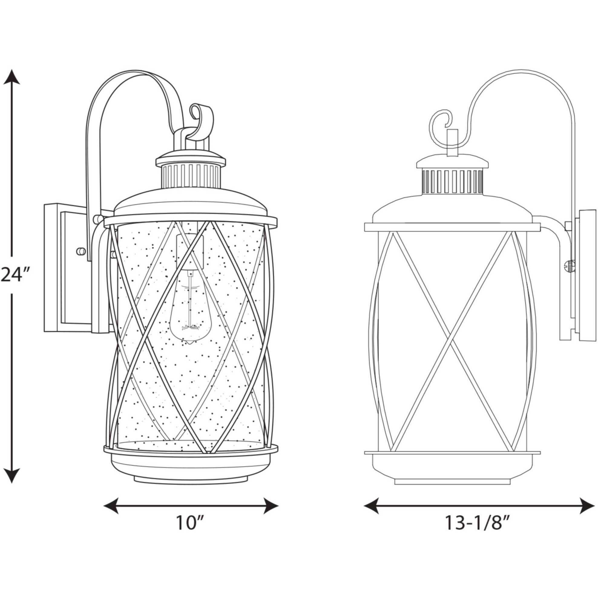 Hollingsworth 1 Light 24 inch Textured Black Outdoor Wall Lantern, Large