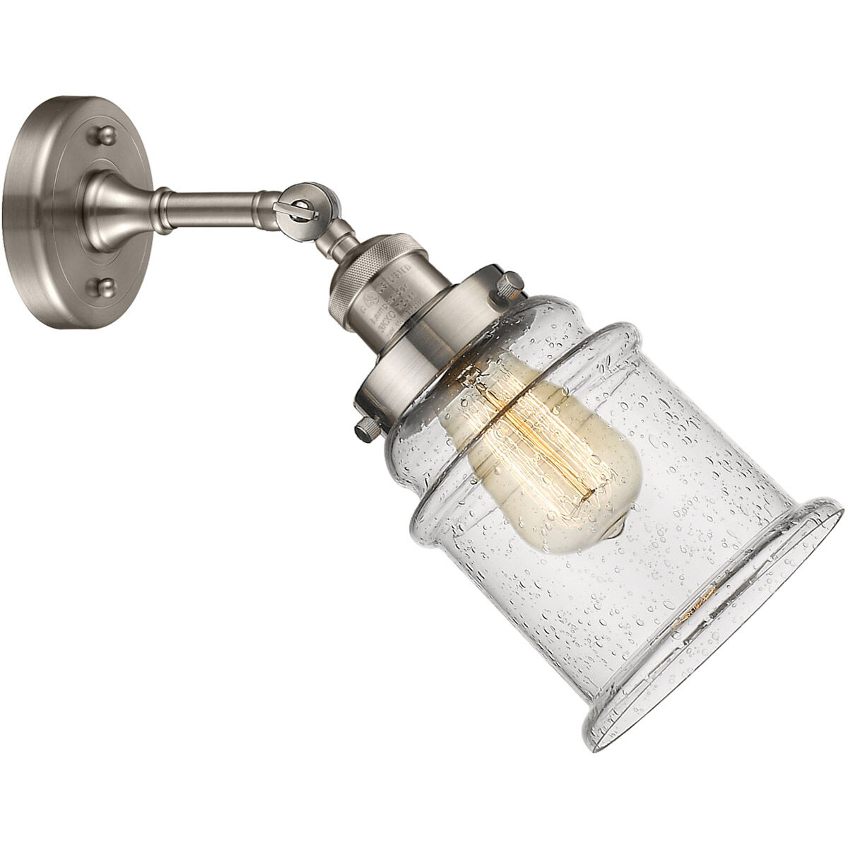 Franklin Restoration Canton 1 Light 7 inch Brushed Satin Nickel Sconce Wall Light in Seedy Glass, Franklin Restoration