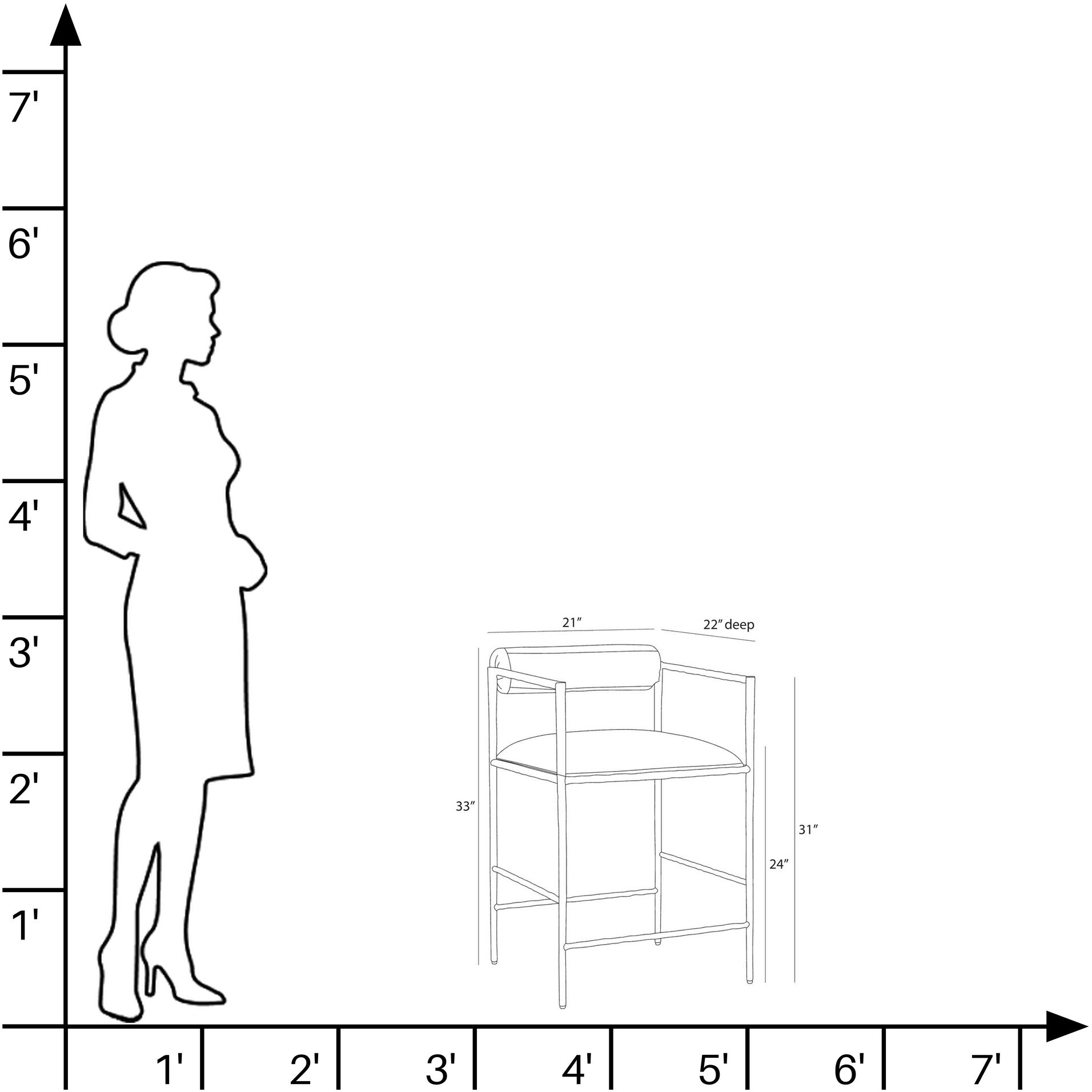 Barbana 33 inch Oxford White and Natural Iron Counter Stool