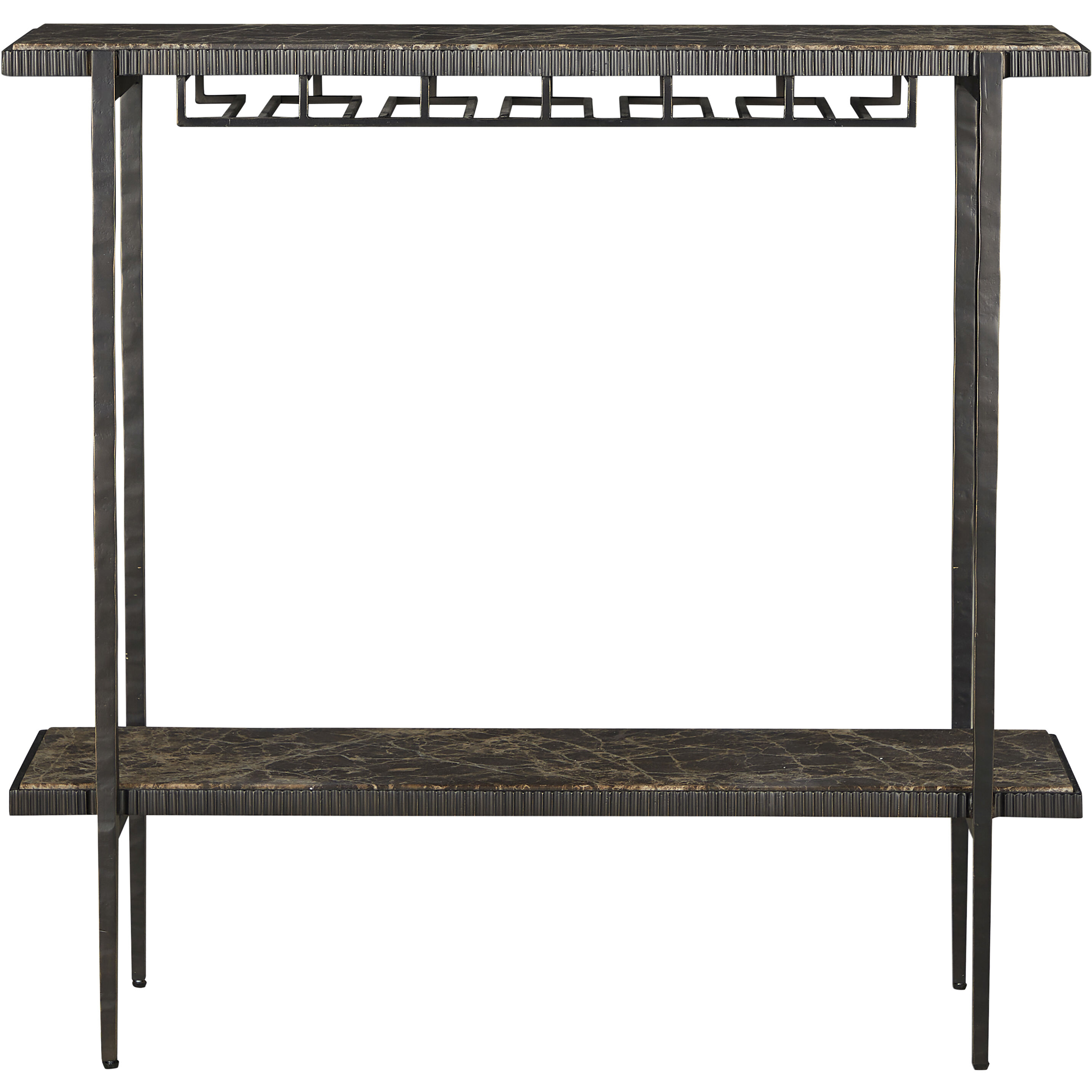 Ariana Forged Antique Bronze and Marron Imperial Marble Bar Console