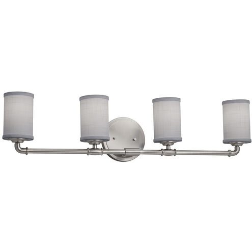 Textile LED 33.5 inch Brushed Nickel Bath Bar Wall Light, Cylinder w/ Flat Rim