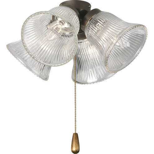 Clear Prismatic Glass 4 Light Antique Bronze Fan Light Kit