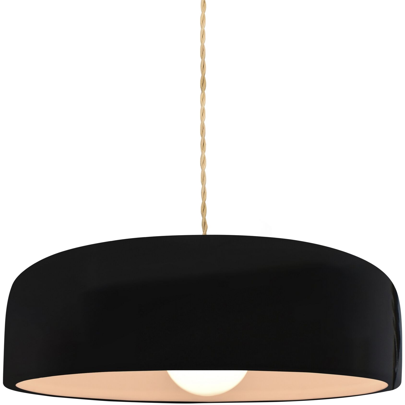 Radiance Collection - Spire Pendant Ceiling Light in Matte Black, Dedicated LED, Beige Twist Cord, Gloss Black, 10W x 3.75H, Form+Finish+Function