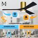 Atlas Irene-5HLK 42 inch Brushed Brass with Matte Black Blades Ceiling Fan, Flush Mounted