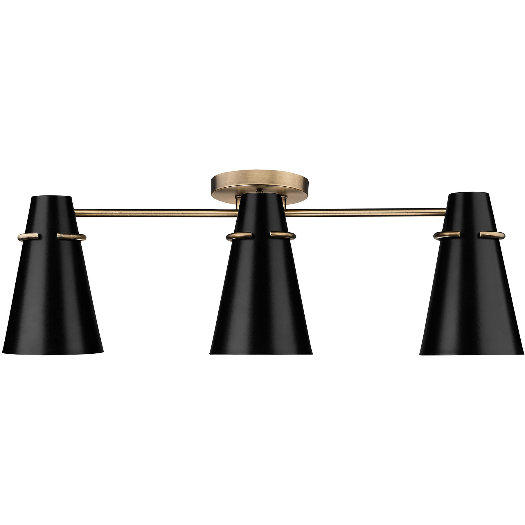 Reeva 3 Light 29.13 inch Modern Brass Semi-Flush Mount Ceiling Light in Matte Black