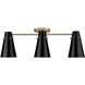 Reeva 3 Light 29.13 inch Modern Brass Semi-Flush Mount Ceiling Light in Matte Black