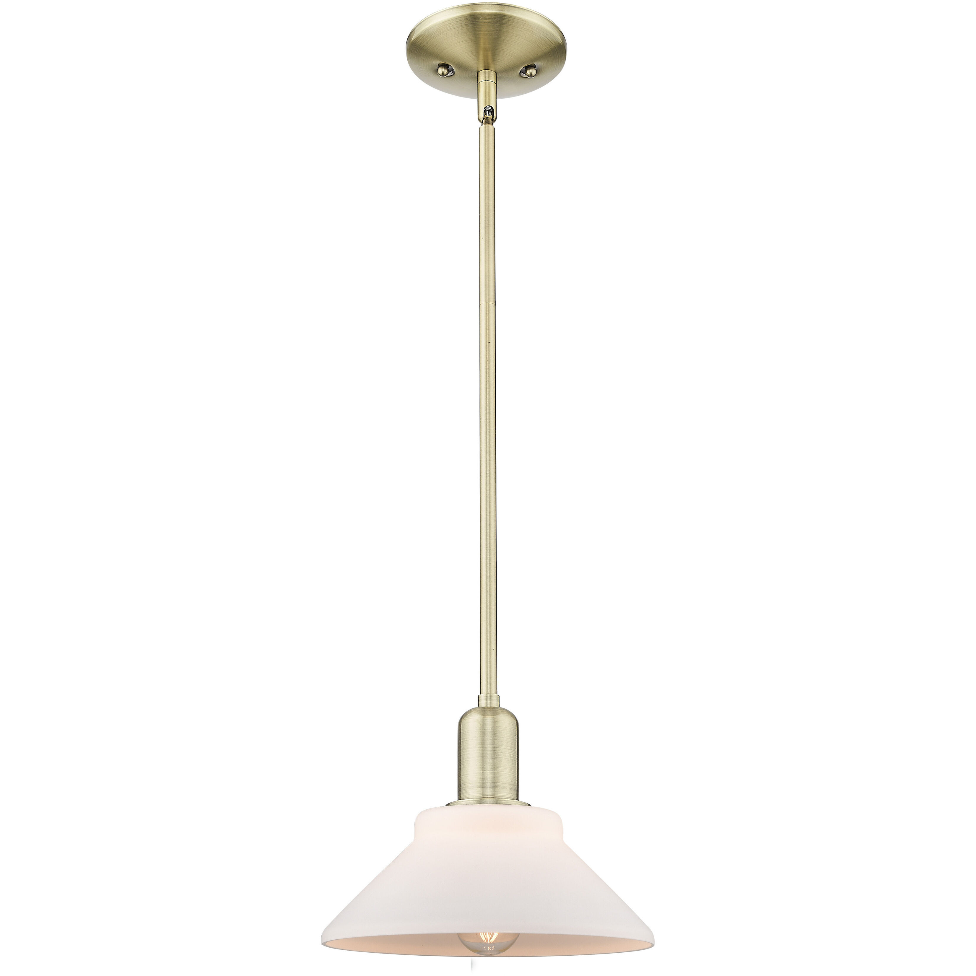 Arcadia Orwell 1 Light 8.38 inch Antique Brass Mini Pendant Ceiling Light in Matte White