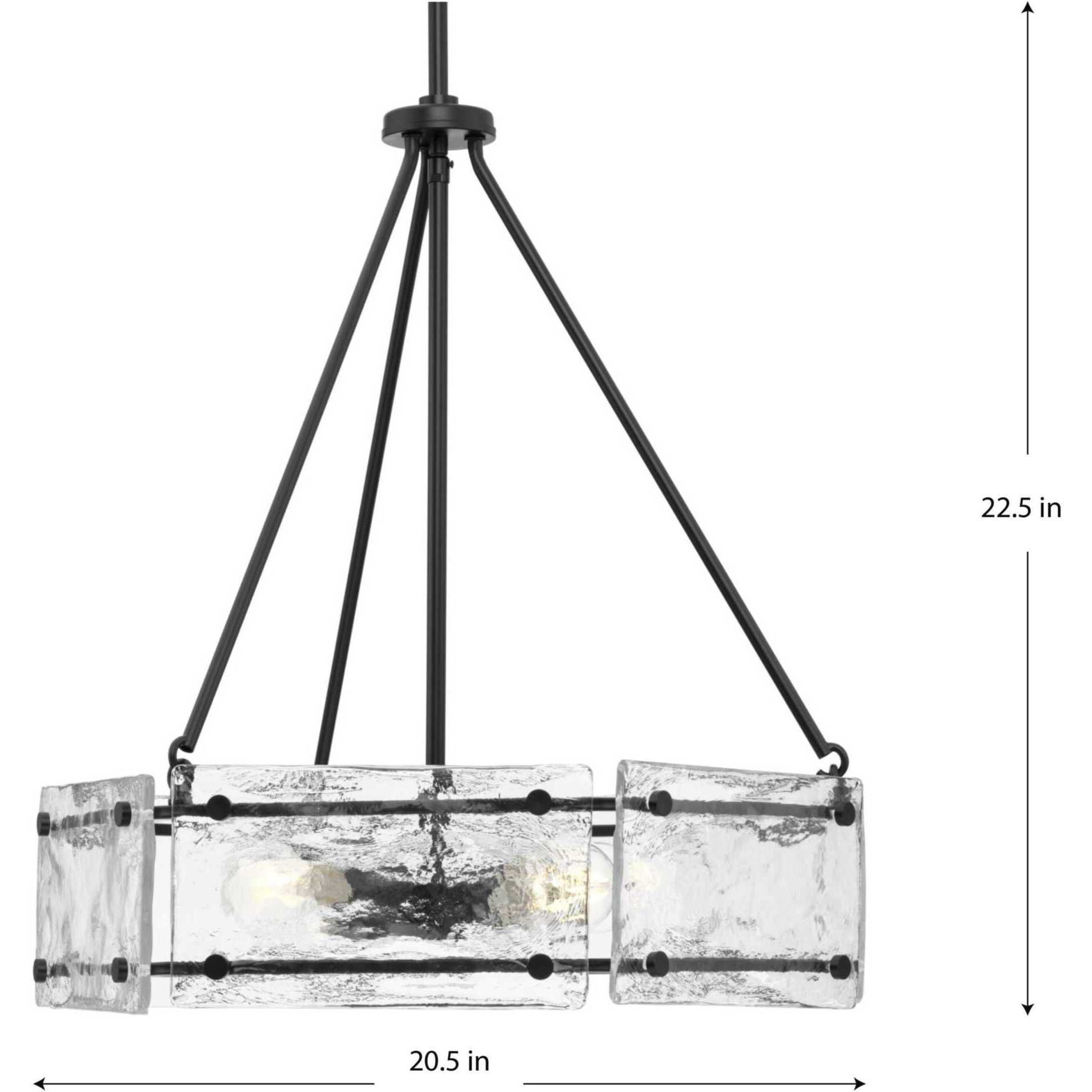 Rivera 4 Light 20.5 inch Matte Black Chandelier Ceiling Light, Design Series