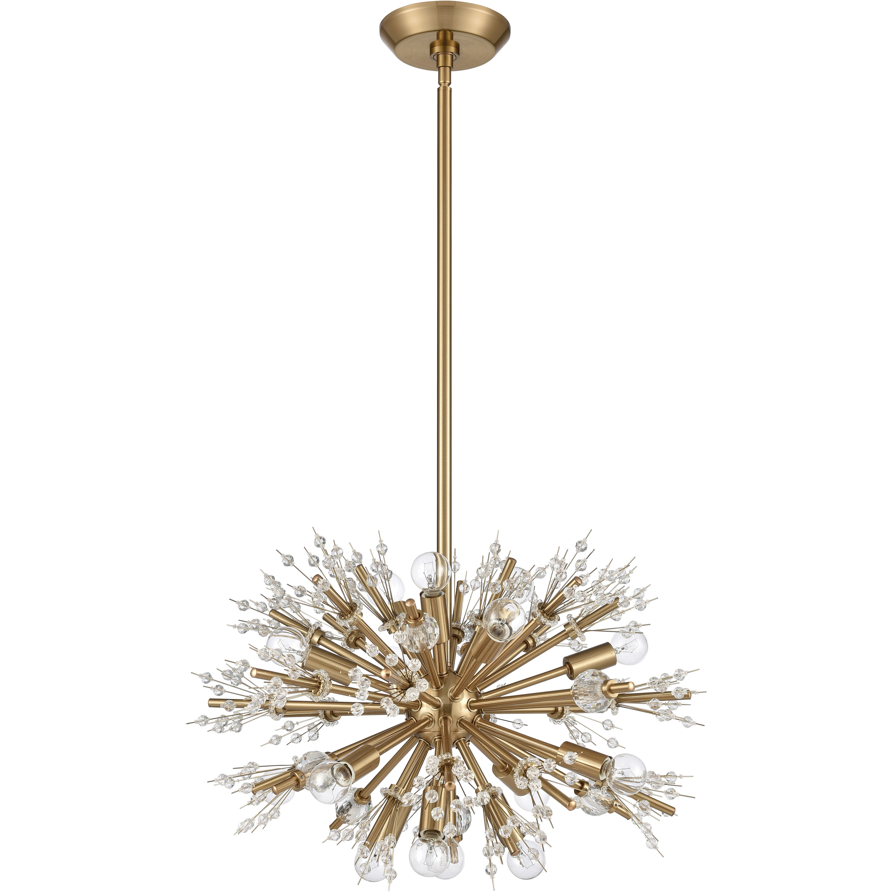 Starburst 15 Light 20 inch Satin Brass Chandelier Ceiling Light