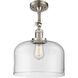 Franklin Restoration X-Large Bell LED 12 inch Brushed Satin Nickel Semi-Flush Mount Ceiling Light in Clear Glass, Franklin Restoration