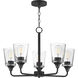 Hudson 5 Light 24 inch Black Single-Tier Chandelier Ceiling Light in Clear