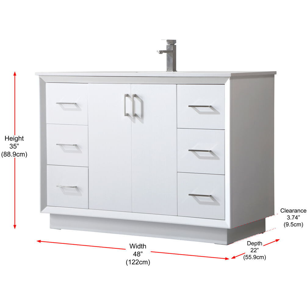 Hayes 48 X 22 X 35 inch White Vanity Sink Set