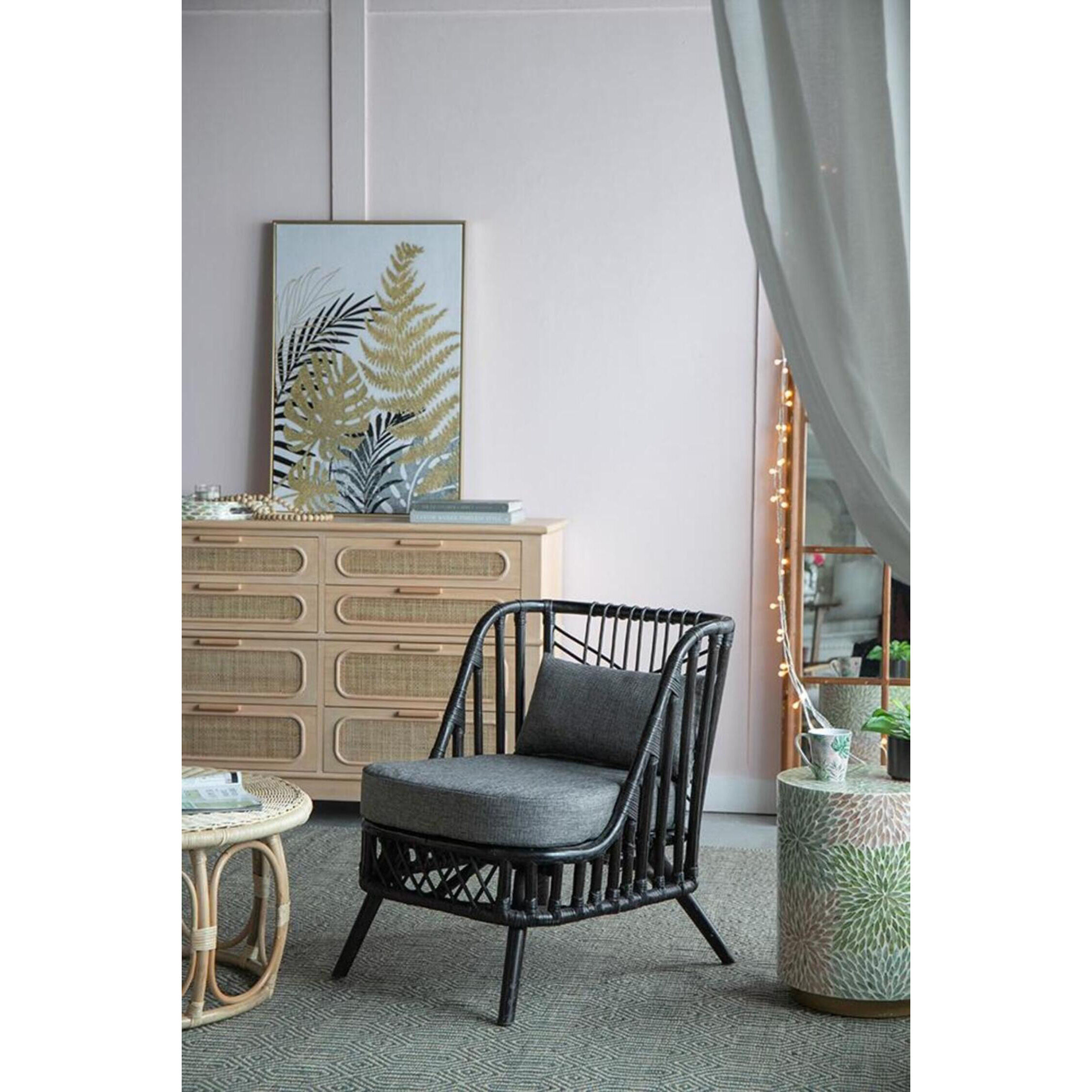 Pagar Natural and Grey Chair, With Cushion
