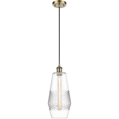 Ballston Windham LED 7 inch Antique Brass Mini Pendant Ceiling Light in Clear Glass