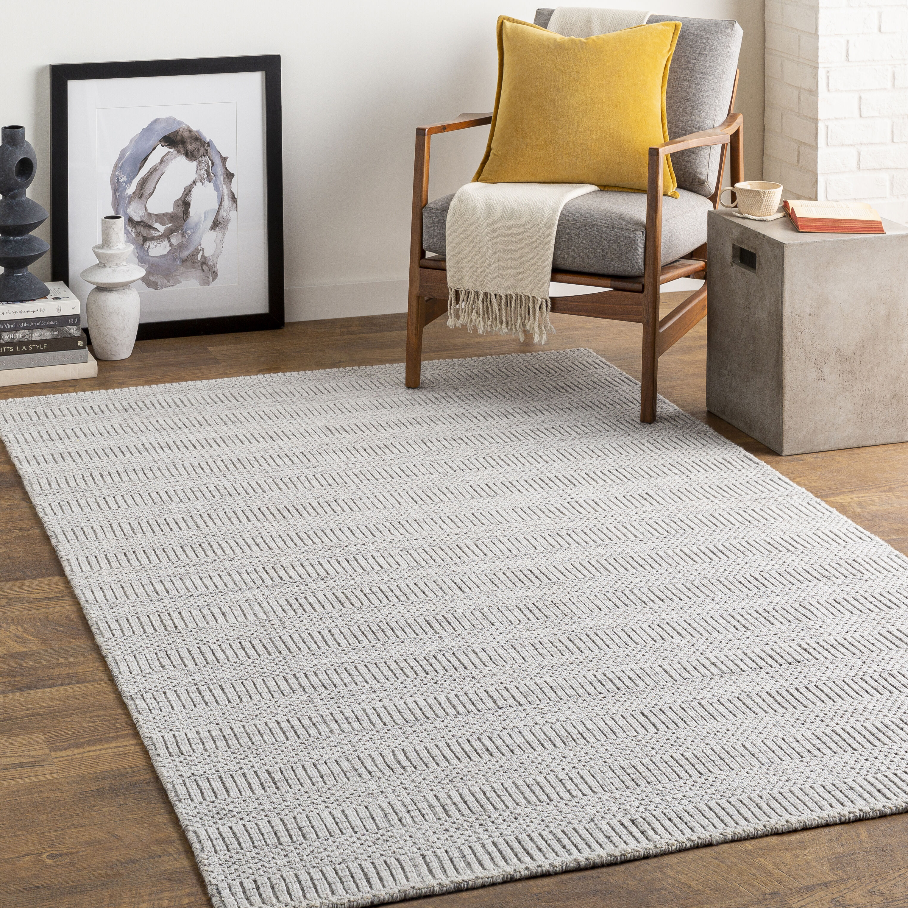 Hickory 36 X 24 inch Light Grey Rug, Rectangle