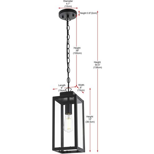 Hilton 1 Light 6 inch Black Outdoor Pendant