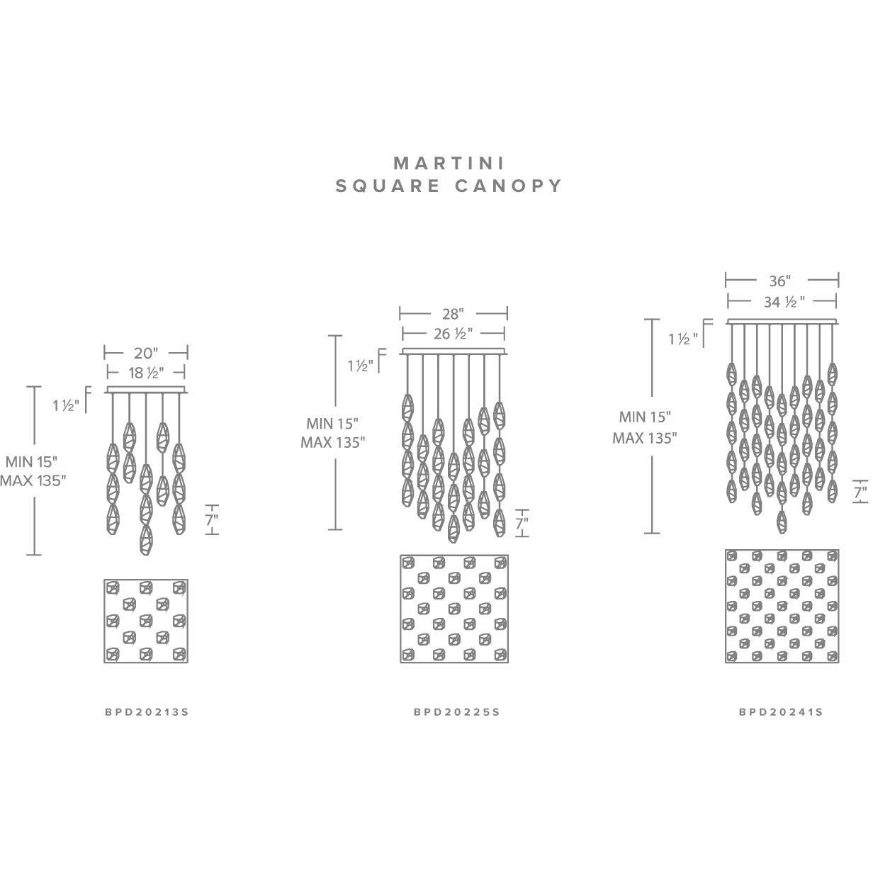 Beyond Martini LED 28 inch Polished Nickel Multi-Light Pendant Ceiling Light in Optic Haze, Square Canopy