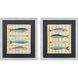 Little Fish Blue and Multi and Turquoise and Yellow Framed Art
