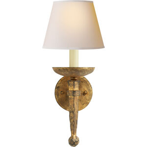 Chapman & Myers Iron Torch 1 Light 8 inch Gilded Iron Sconce Wall Light in Natural Paper