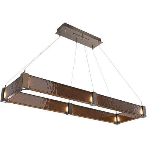 Parallel LED Flat Bronze Linear Pendant Ceiling Light in Bronze Granite, 2700K LED, Rectangular