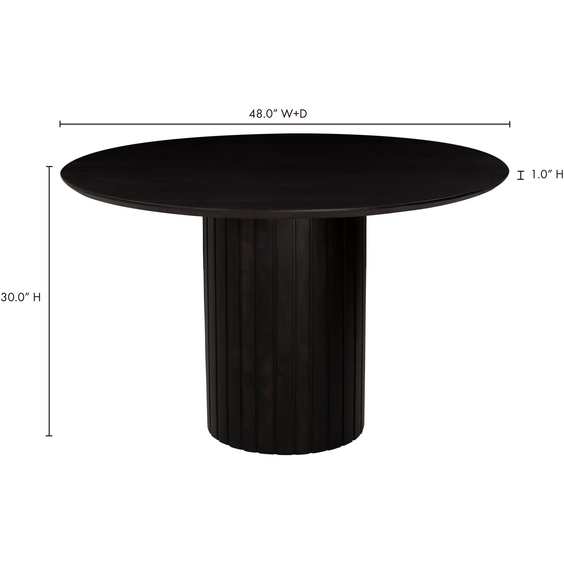 Povera 48 X 48 inch Black Dining Table, Round