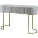 Pleated 47.2 X 16.7 inch Grey/Gold/White Console Table