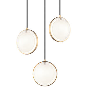 Chatoyant 3 Light 13 inch Aged Gold Grass Pendant Ceiling Light in Aged Gold Brass