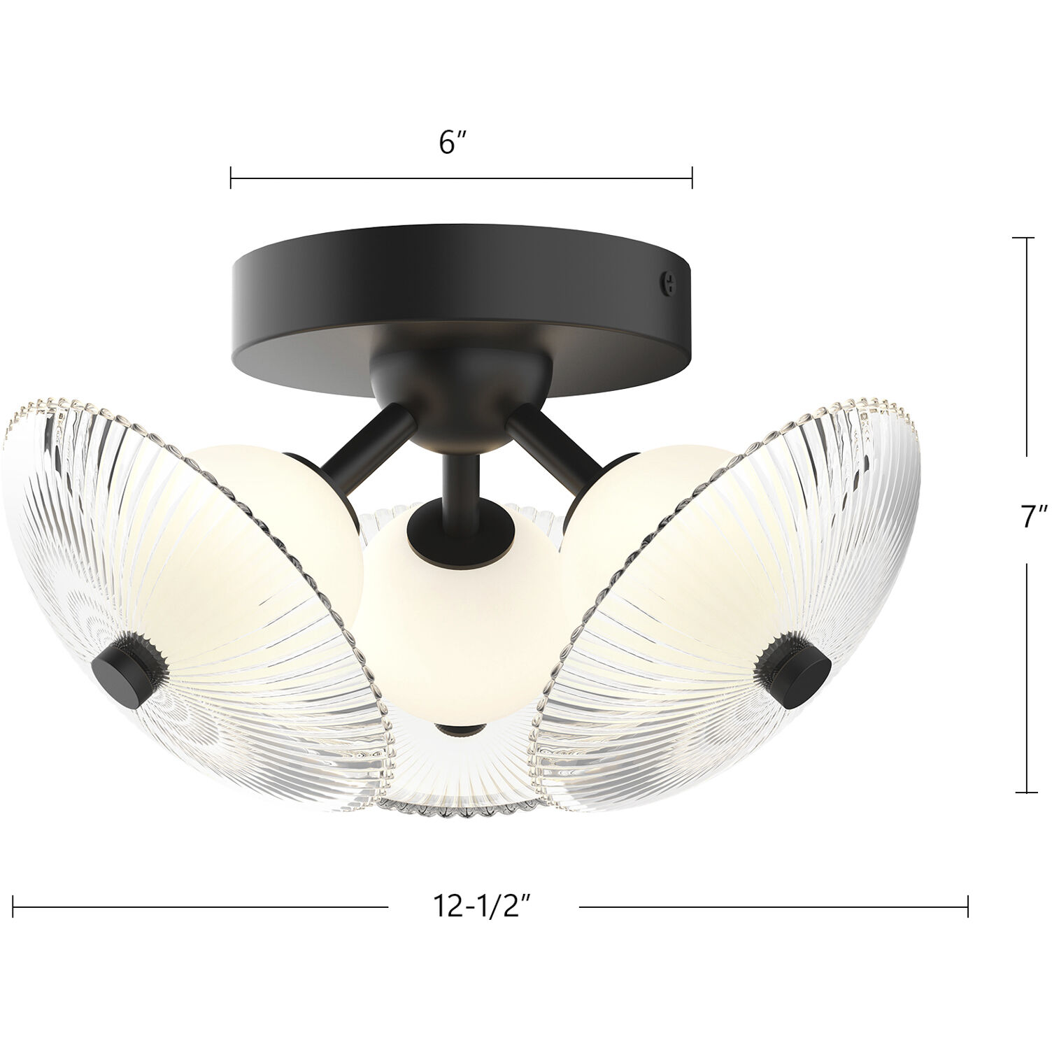 Alora Mood Hera LED 12.5 inch Brushed Gold/Clear Ribbed Glass Flush Mount Ceiling Light